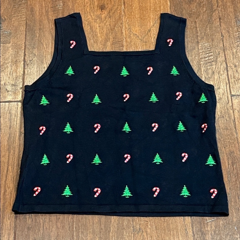 Large ERIN MATTHEWS Festive Black Crop Top with Holiday Embroidery - Picture 7 of 8